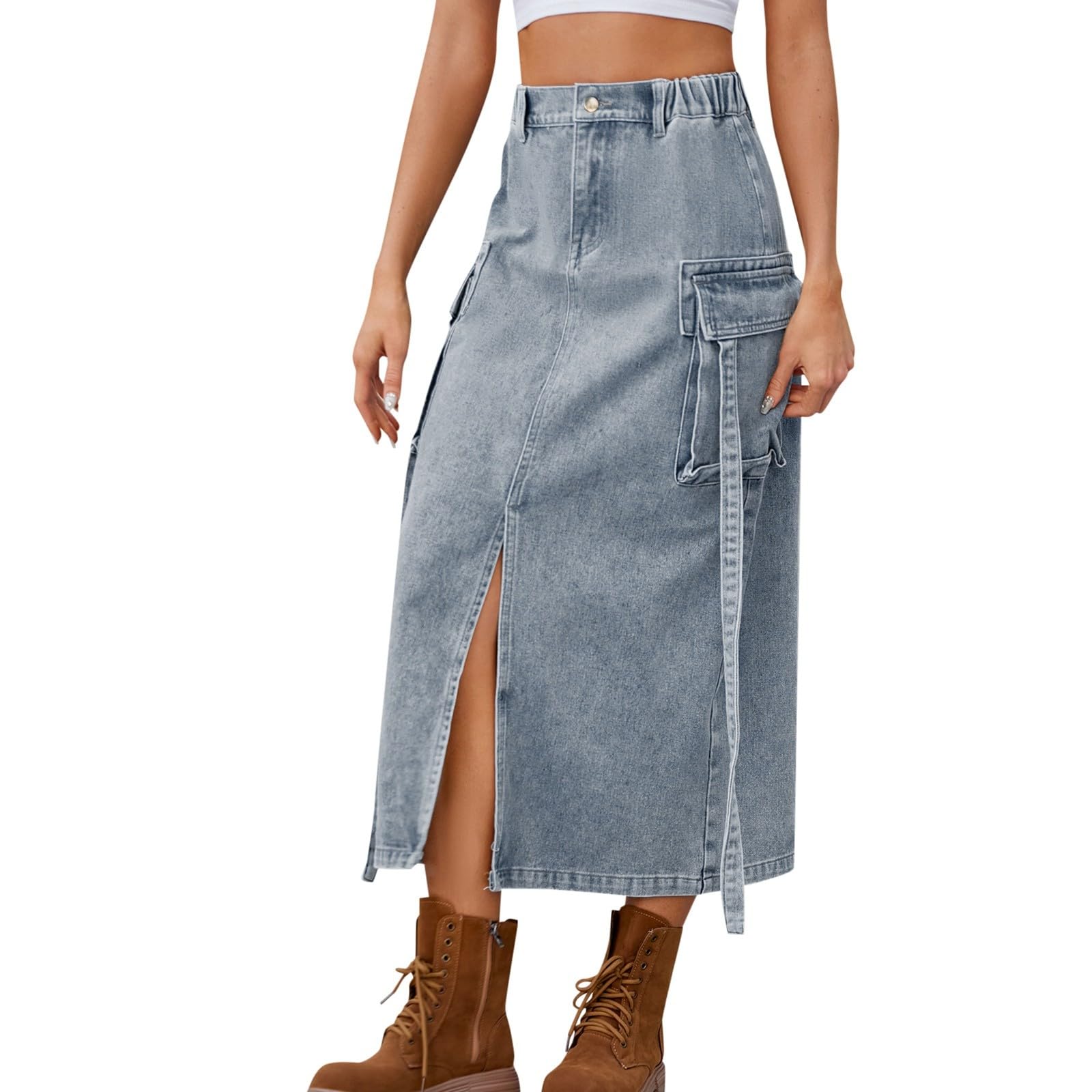 Año Nuevo 2025 Falda de Jeans de Moda Skinny Falda Corta Azul Elegante Mini Falda de Verano Jeans con Botones de Cintura Alta Faldas Falda de Trabajo de Denim para Mujeres Color Sólido