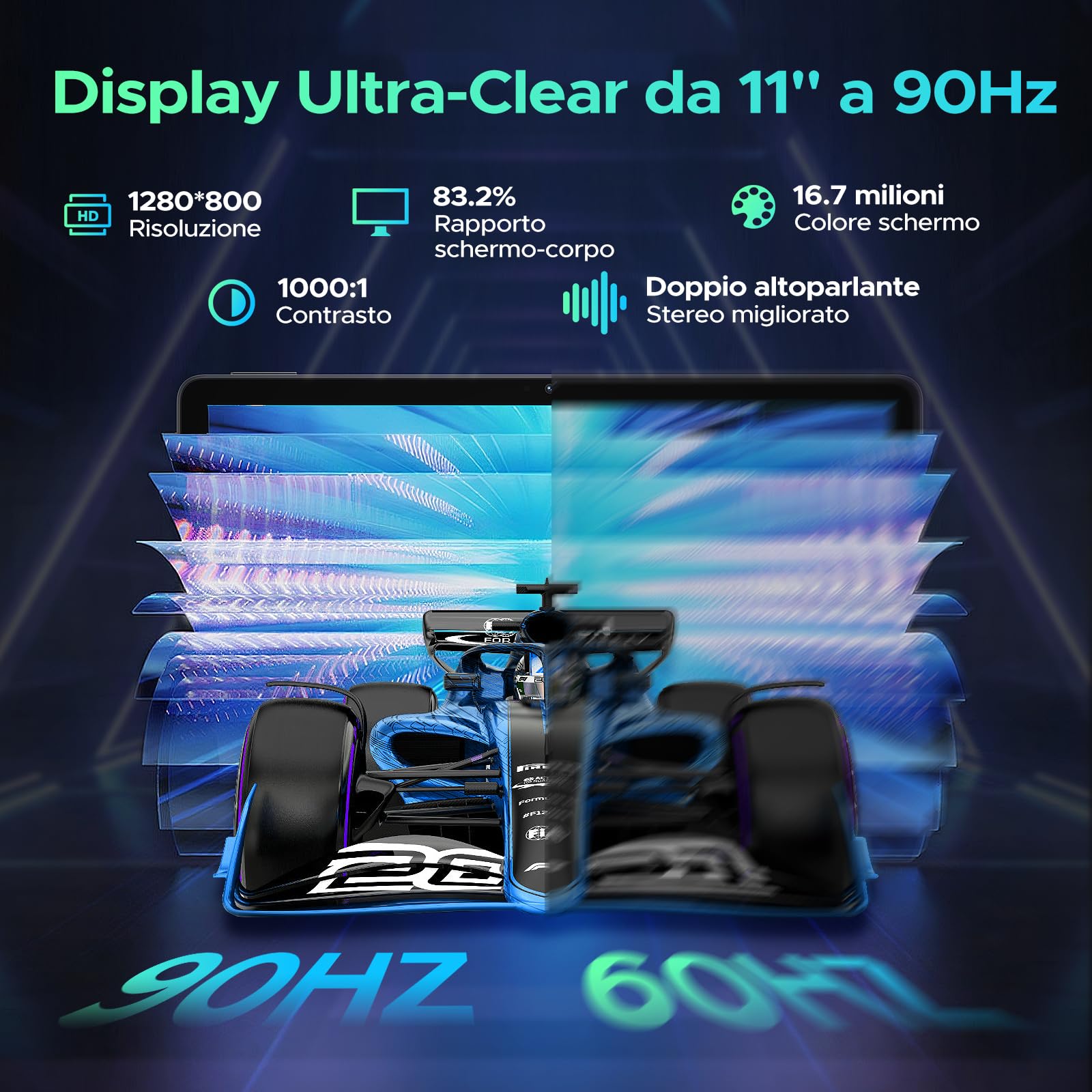 DOOGEE U11 Android 16 Tablet 11 Pollici, 16GB+128GB/2TB TF Tablet con Tastiera, 90Hz, 8580mAh, 7.9mm Thin, Unisoc T7200 Octa Core/13MP/Widevine L1/Face ID, Tablets con Penna & Mouse & Case - Grigio