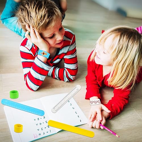 Miniatura 6 de CCINEE 20 pulseras de silicona con regla surtida, pulseras de silicona coloridas con escala para niños, manualidades, premios, intercambio de