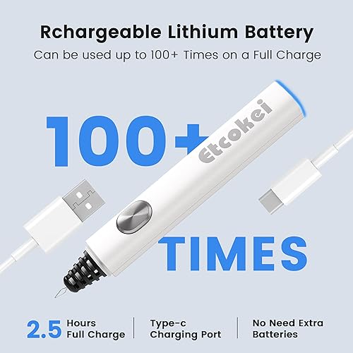 Miniatura 2 de Etcokei Quemador de hilo USB, herramienta Zap, exterminador de hilo recargable, bolígrafo de cautery, suministros de costura para hacer joyas de