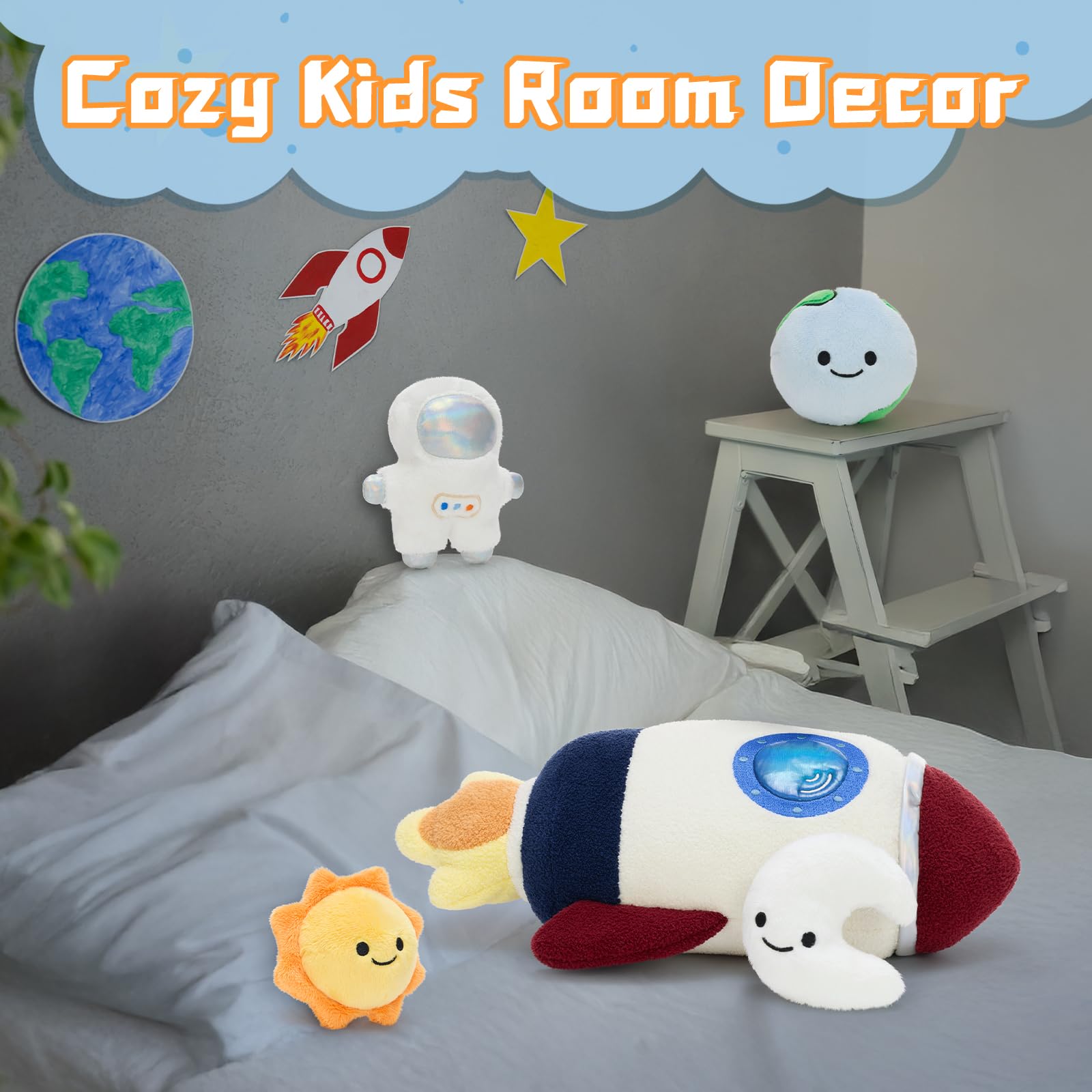 MorisMos 37cm Big Rocket Space Soft Toy Set, Large Cuddly Fluffy Astronaut Plush, Giant Stuffed Gift Kids Birthday — view 5