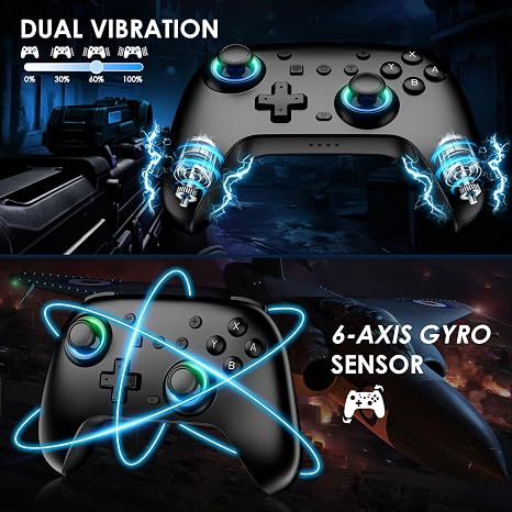 JORREP Switch Controllers 2 Pack, RGB Switch 2 Controller for Nintendo Switch/Switch 2/Lite/OLED, Wireless Switch 2 Pro Controller with Wake up/6-Axis Gyro/Dual Vibration/Turbo/Screenshot (Black)