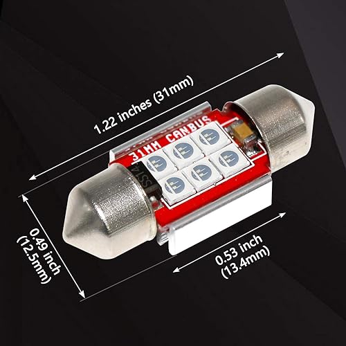 Miniatura 4 de PHINLION Bombillas LED verdes DE3175 de 1.220 in, superbrillantes 3030 6-SMD DE3021 DE3022, repuesto para bombilla LED en miniatura para mapa
