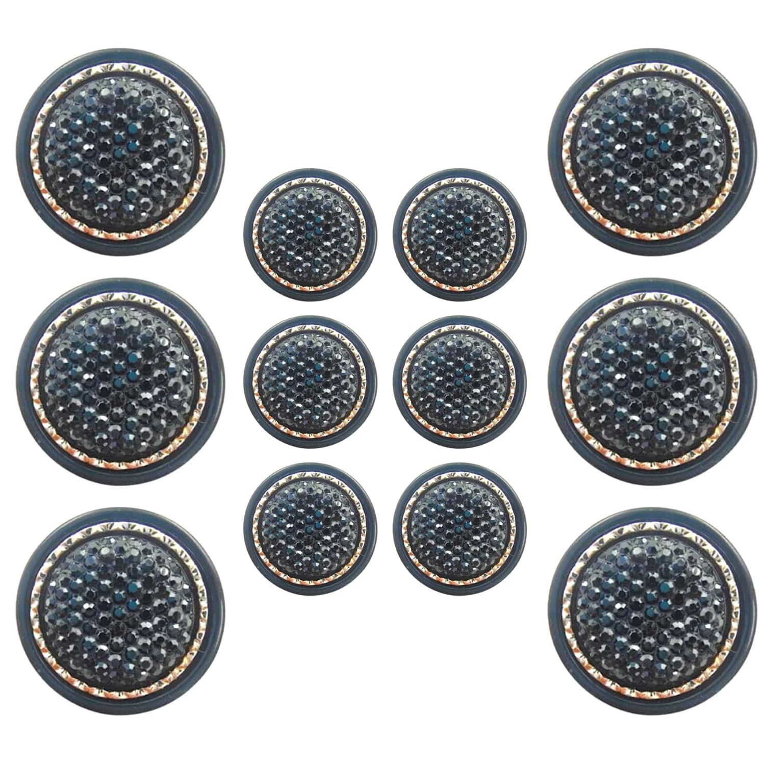 Ani Accessories Round Black Shiny Beaded Shank Button for Clothes Double Breasted Coat Blazer Suit bandh Gala Sherwani and Indian Dresses Sports Coat (Pack of 12, Black)-picture-54