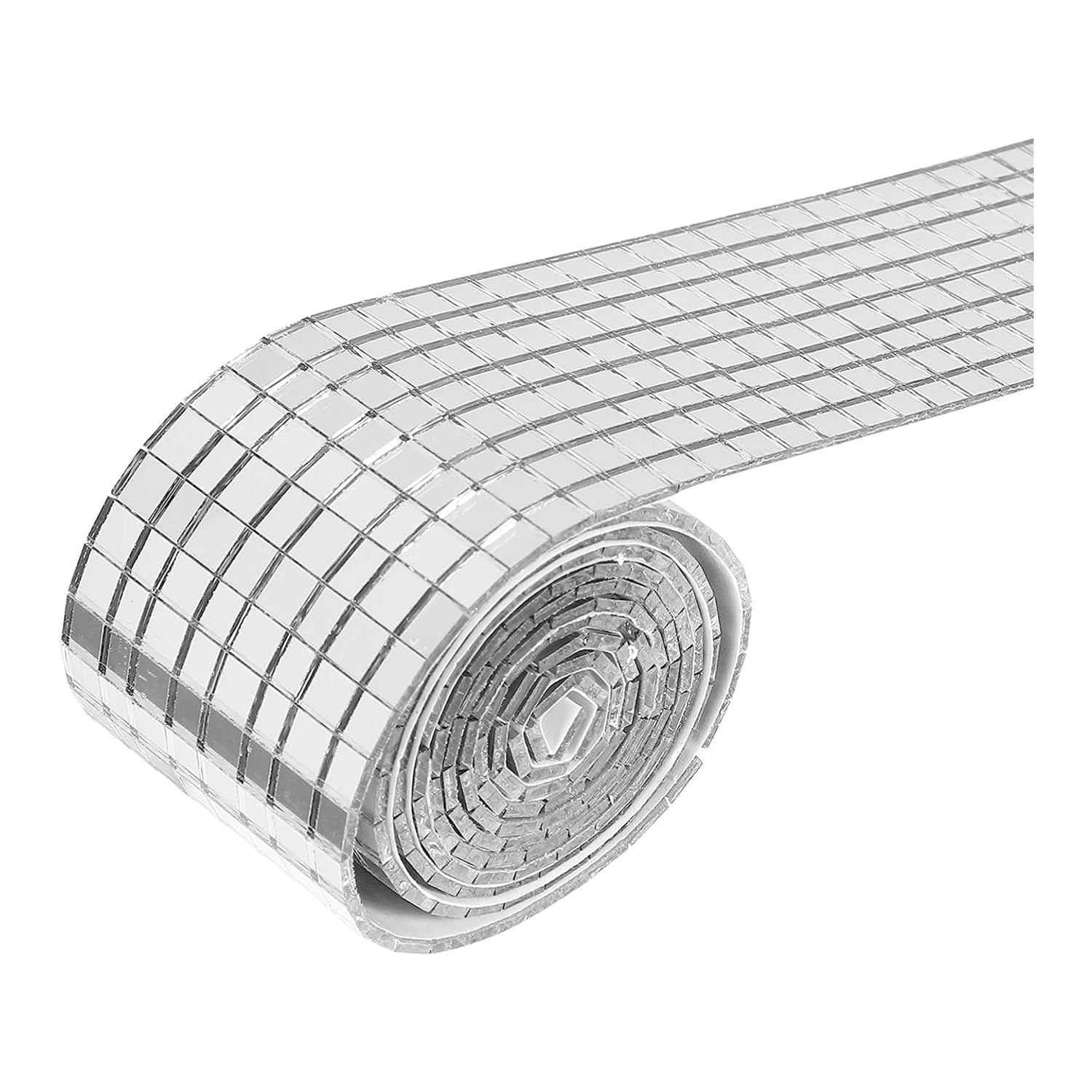 Self Adhesive Glass Mirror Mosaic Tile Roll - Flexible Mini Square Glass Mirror Stickers Strip for DIY Crafts, Disco Ball, Wall Decor, Vases & Home Art Decoration (Silver) (1 Pc)-picture-30
