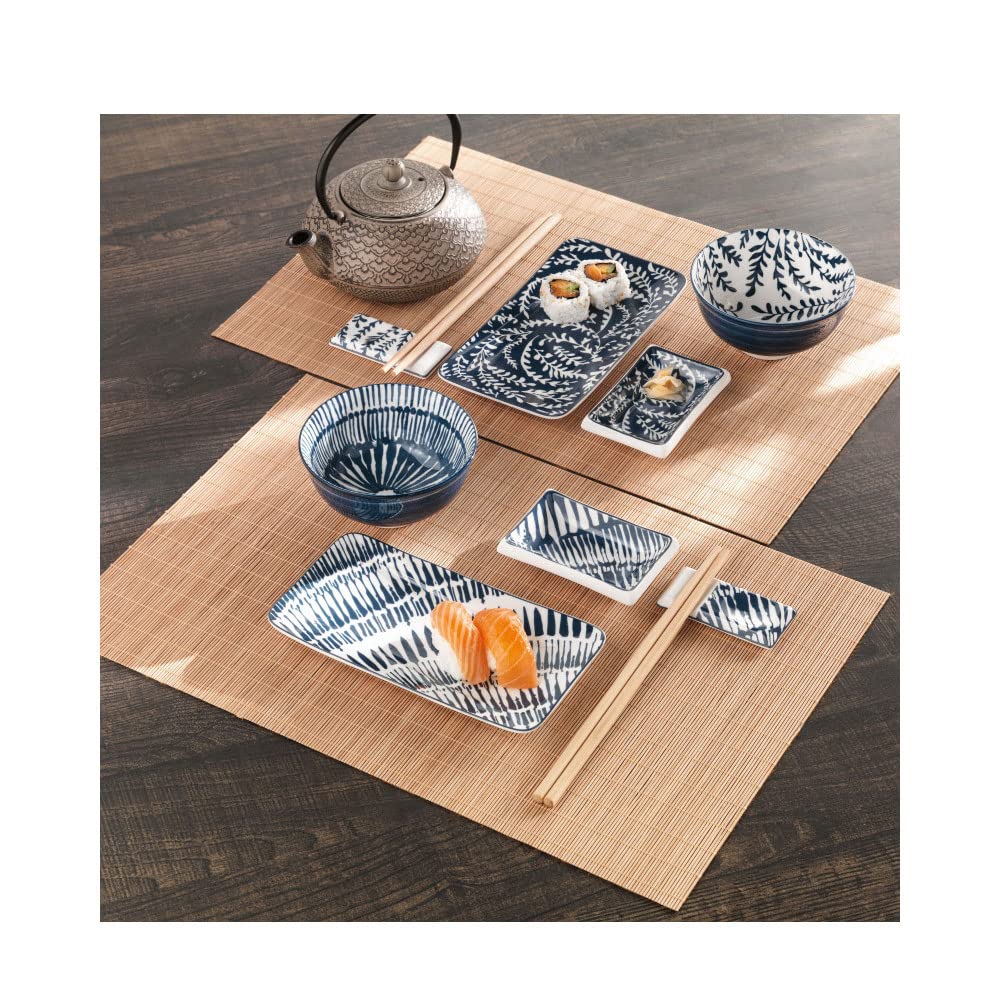 BRANDANI SET SUSHI 12 PZ TOVAGLIETTE BACCHETTE PIATTI CIOTOLE POGGIA BACCHETTE