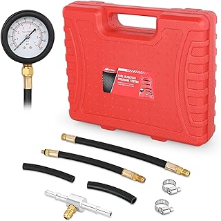 Nilight Fuel Pressure Gauge Tester Kit, 0-100 PSI Fuel Injection Pump Pressure Gauge Petrol Engine Diagnostic Tester for Car Truck Motorcycle SUV ATV RV, 9PCS