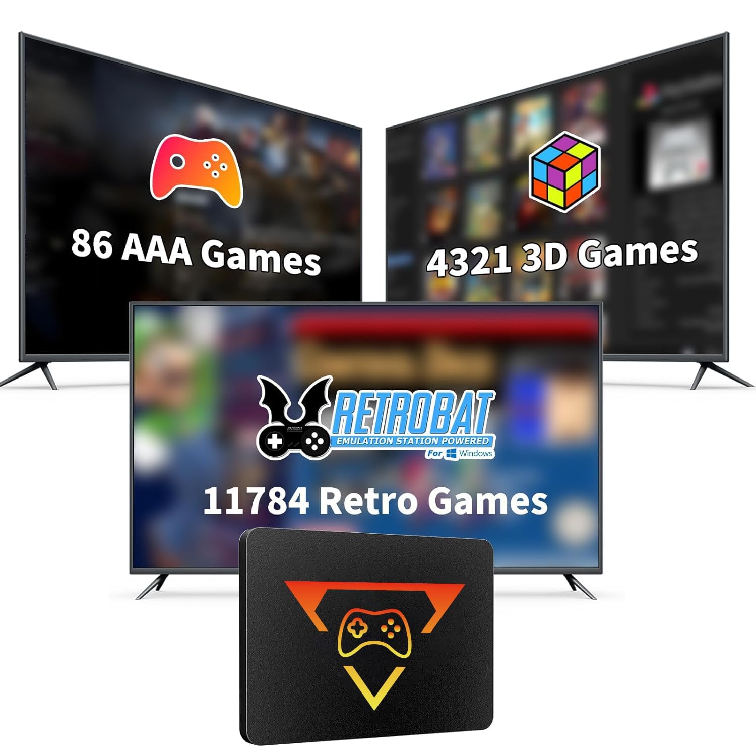 Retro Gaming Console 1T SSD with Built in 16,191 Games, 80+ Emulators Emulator Console Preloaded with 3 Game Systems, Video Game Console Plug and Play for PC