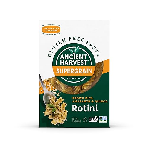 Ancient Harvest Pasta de supergrano sin gluten, rotini vegano a base de plantas con amaranto y quinua, 8 onzas (paquete de 6)