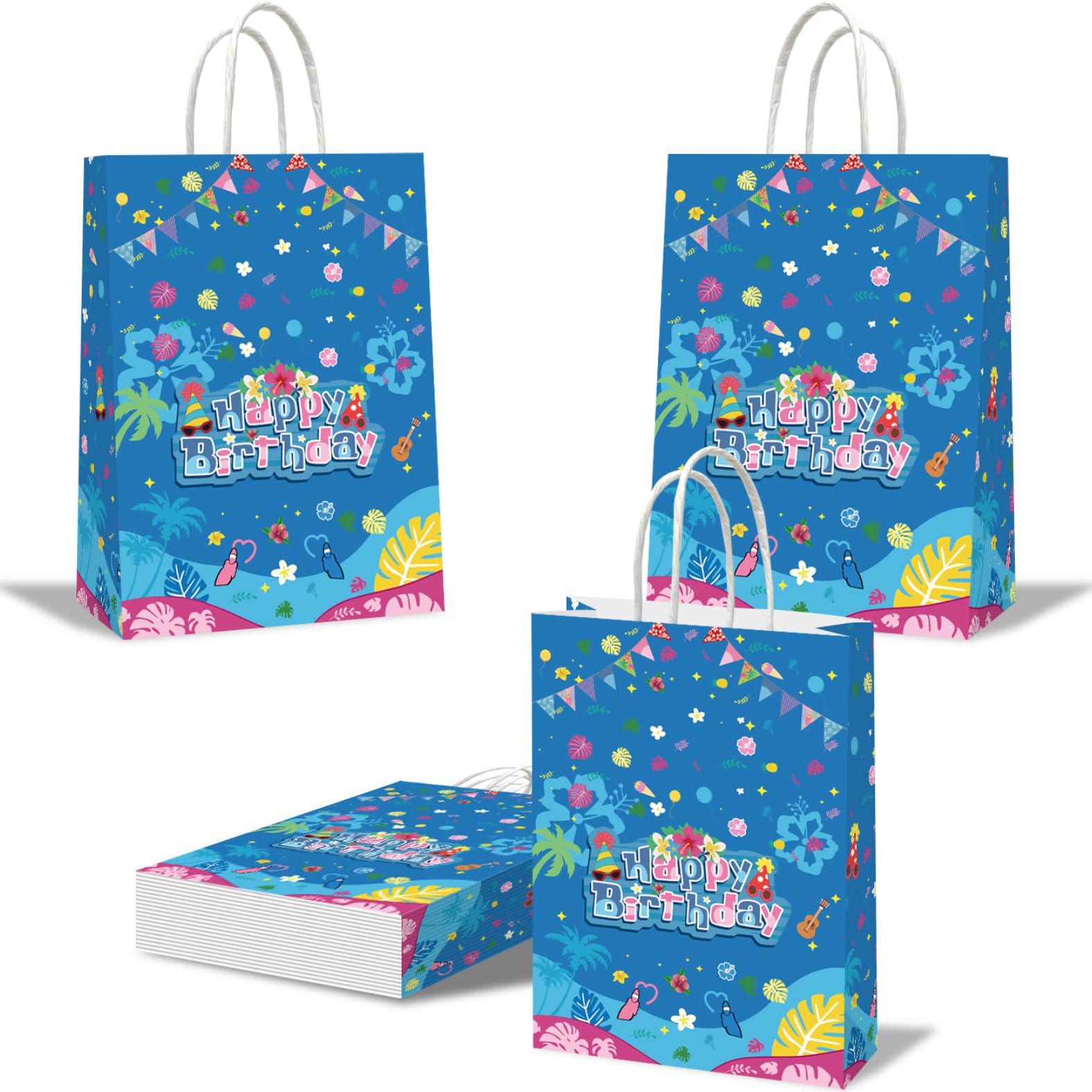 DYCITIQO 20Pcs Cartoon Blue Birthday Part Decorations, Party Favors Gift Bags Goodie Bags for Boys and Girls Party Theme Supplies