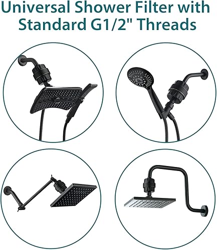 Miniatura 8 de BRIGHT SHOWERS Cabezal de ducha fijo con 9 ajustes de pulverización y filtro de cabezal de ducha a juego