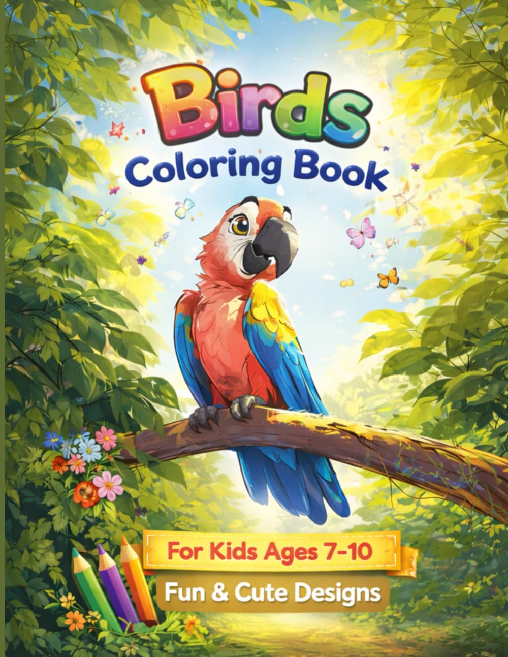 Birds Coloring Book for Kids: Cute & Fun Bird Coloring Pages for Kids Ages 7–10 | Relaxing, Creative & Easy-to-Color Designs