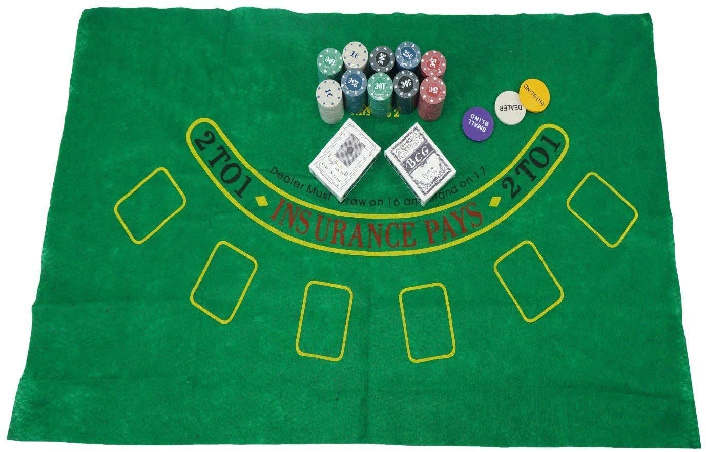 ELAELA Set de póker Caja de Metal, 200 fichas de póker, 2 Cubiertas, botón de repartidor, ciega pequeña, Gran ciega, tapete de Juego