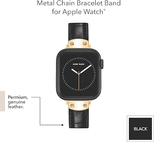 Miniatura 4 de Anne Klein Correa de cuero para Apple Watch segura, ajustable, repuesto de correa de Apple Watch, se adapta a la mayoría de las muñecas