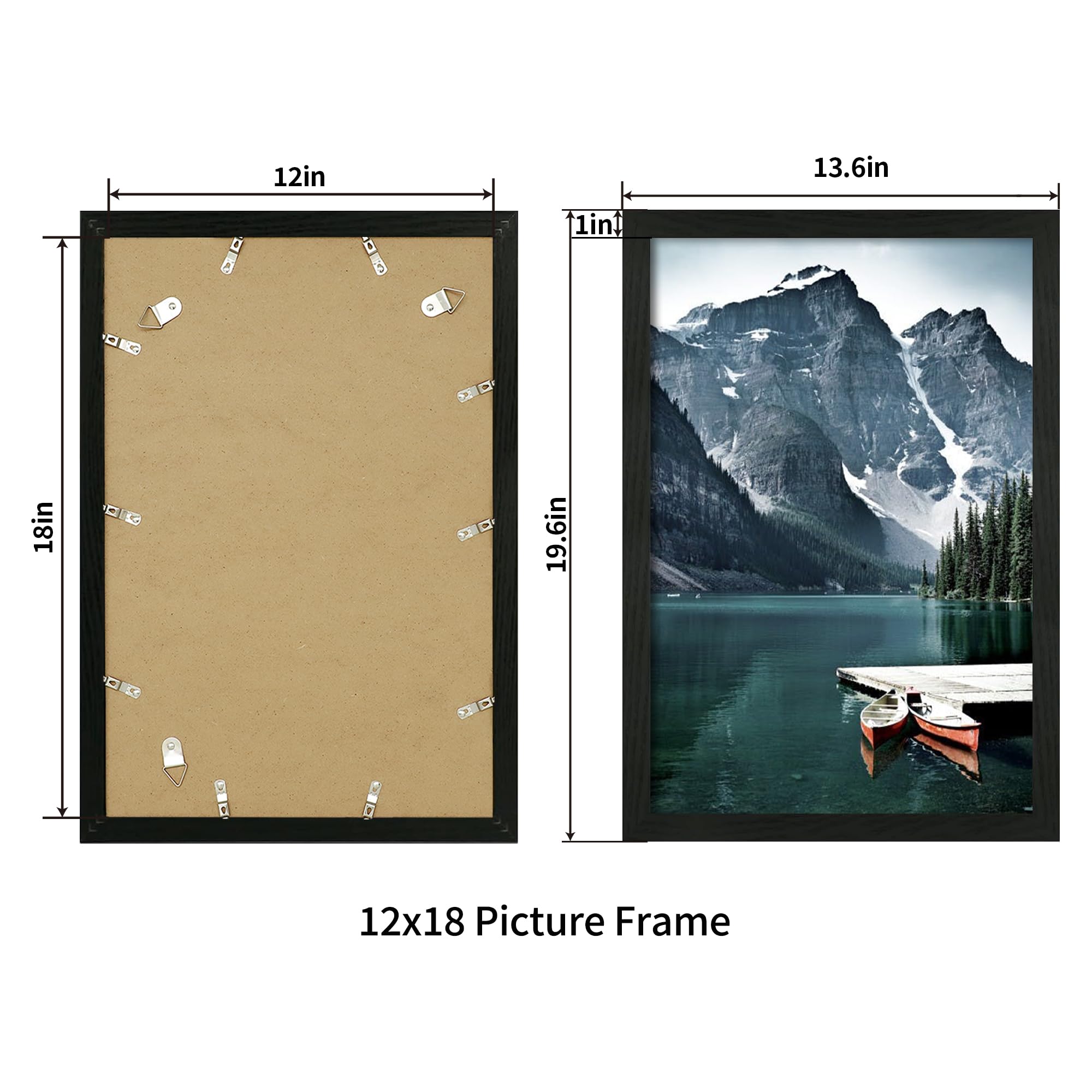 Golden State Art 2-Pack 12x18 Black Poster Frames – Plexiglass, Wall Mount, Horizontal/Vertical - View #2