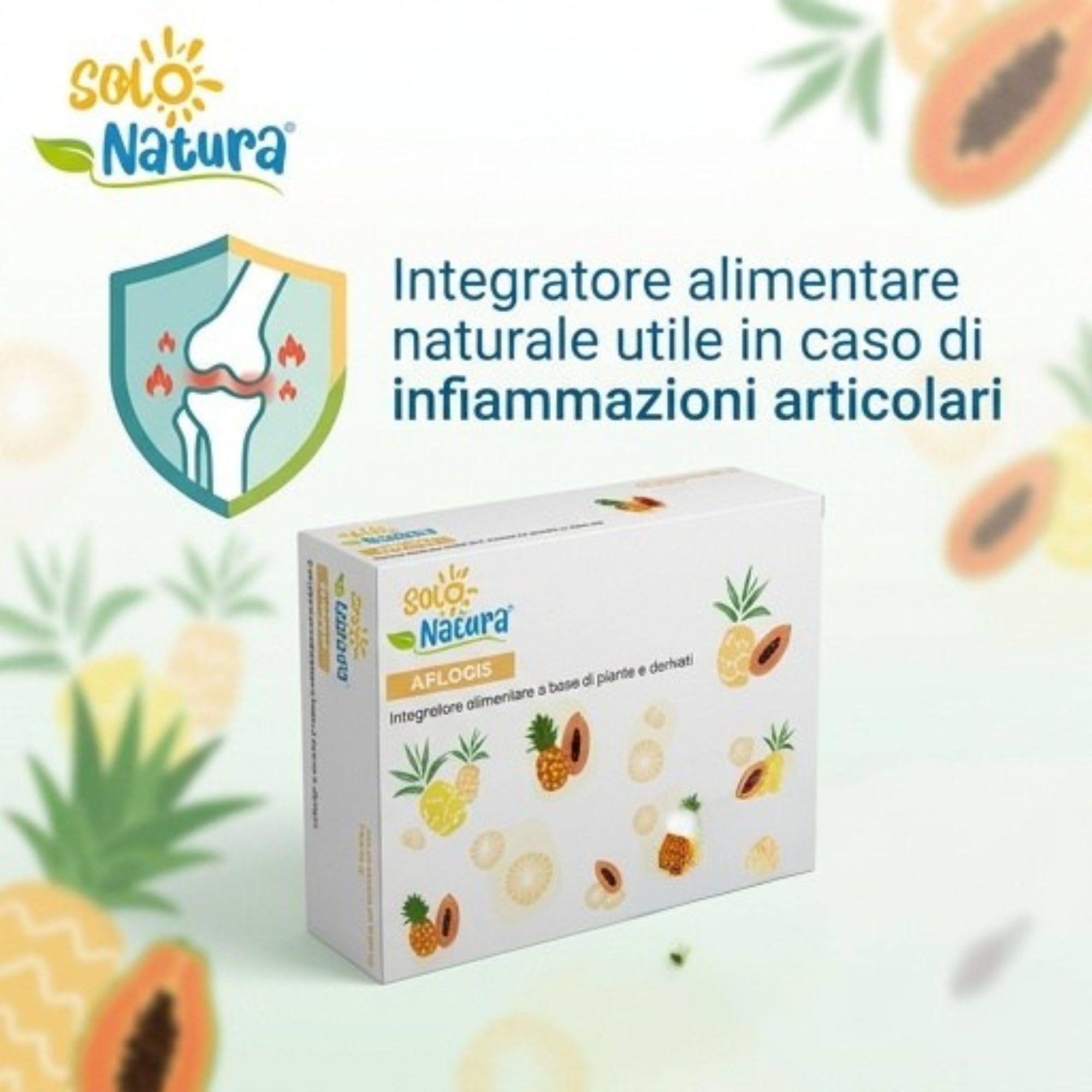 Solo Natura AFLOGIS – Integratore di Boswellia Serrata e Bromelina da Ananas. Supporto per Articolazioni e Funzionalità del Microcircolo, 60 Compresse da 500 mg