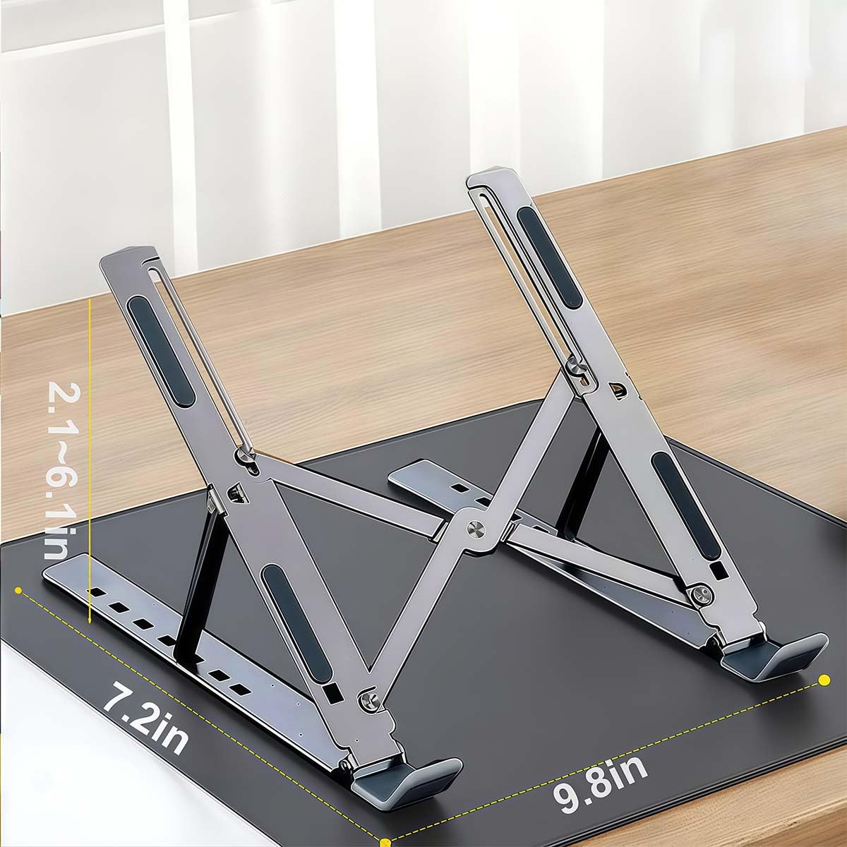 Foldable Laptop Stand with Aluminum Alloy Construction Portable Notebook Holder with Adjustable Height Ergonomic Computer Stand for Office — view 3