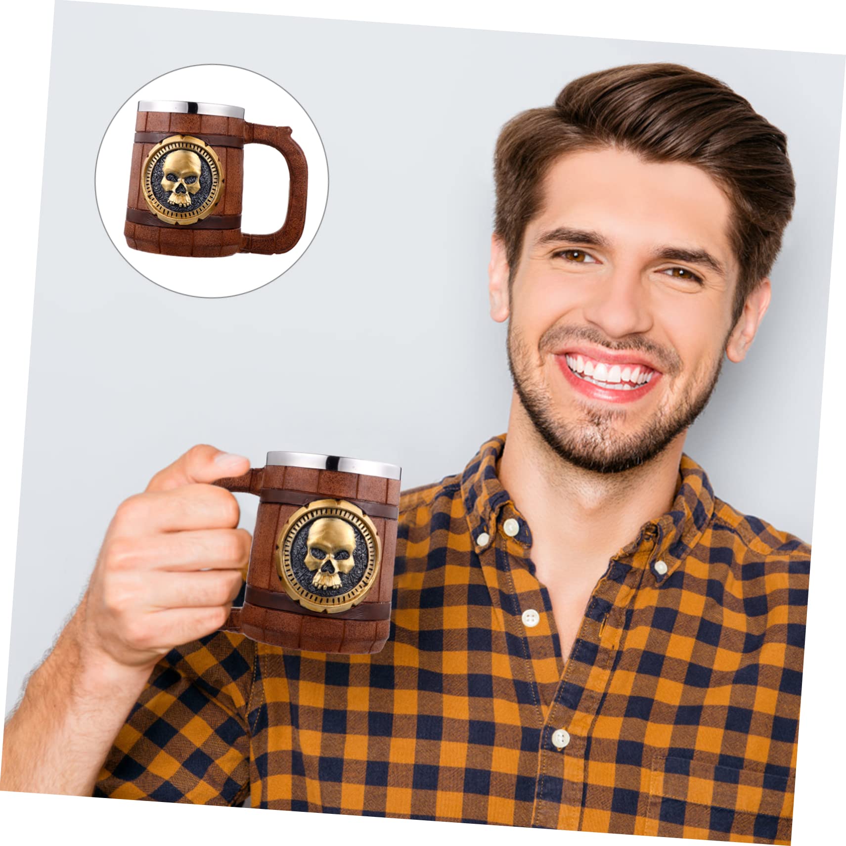 Cabilock copa de calavera las tazas de café de la oficina vasos retros taza de te tazas vintage taza de esqueleto taza para agua familiar jarro de cerveza acero inoxidable 304