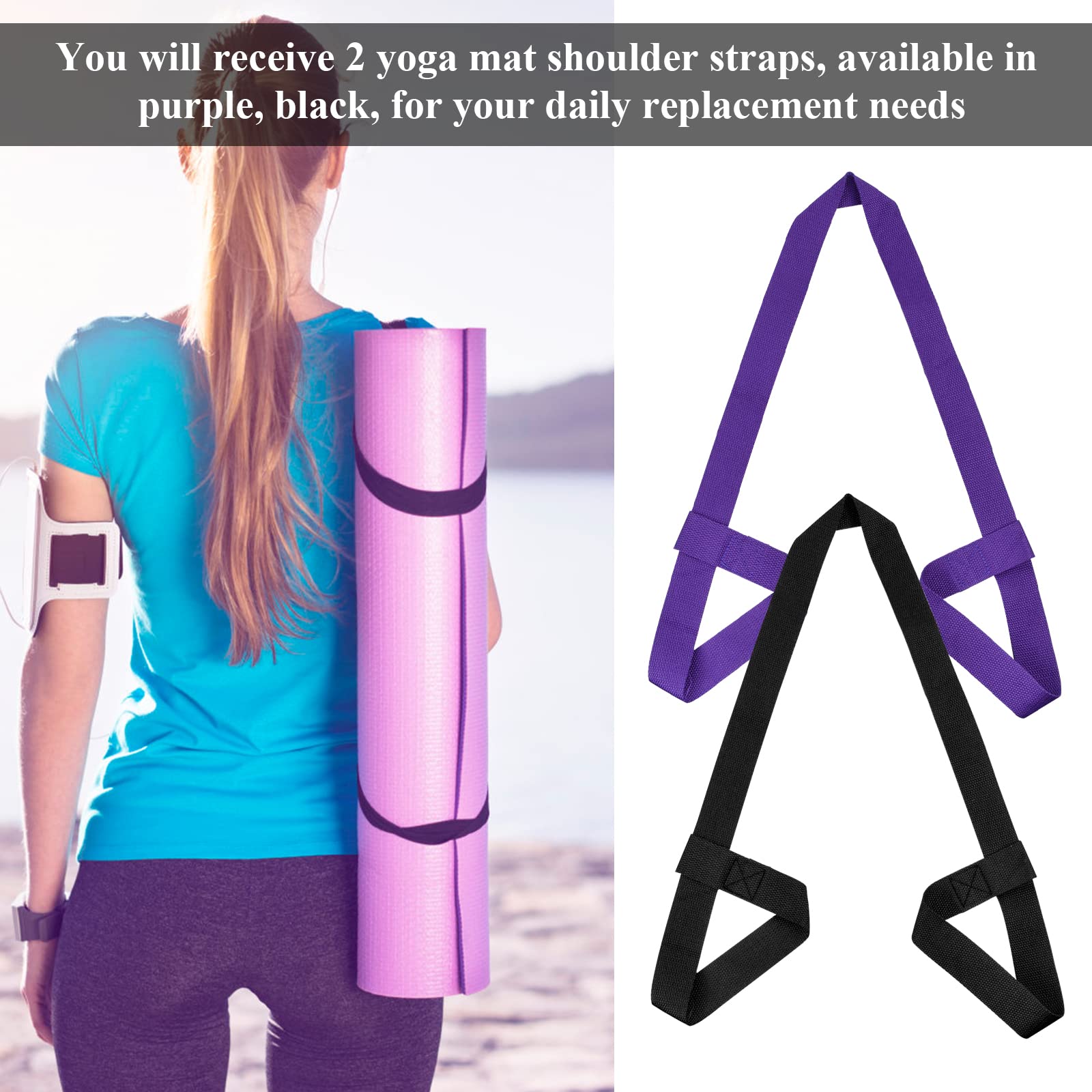 Dokeno 2 Stück Yogamatte Tragegurt Yoga Mattengurt Yoga Strap Yoga Matten Schlaufe Yogamattengurt Yoga Trageriemen Yogamatten-Riemen Yogamatten Trageband Schultergurt für Alle Yogamattengrößen