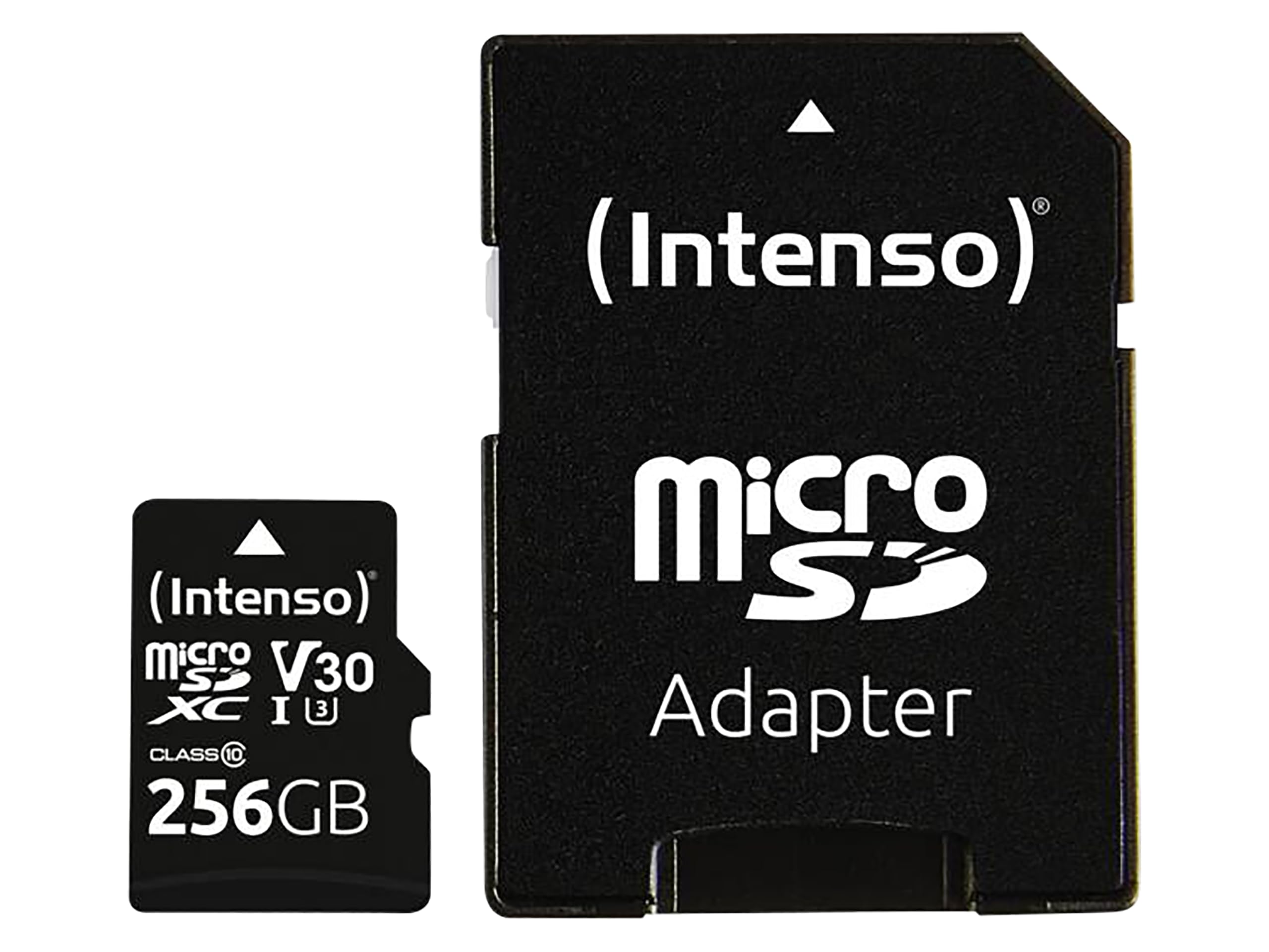 Intenso Carte mémoire microSDHC Professionnelle 256 Go Classe 10 UHS-I, U3, V30 avec Adaptateur SD, pour Enregistrement 4K, GoPro, Insta 360, DJI, Osmo, Steam Deck, Drone, caméra d'action, Noire