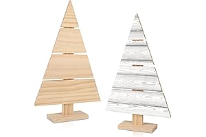 2 Pcs Christmas Wood Tree Unfinished Tree Shaped Craft Cutouts