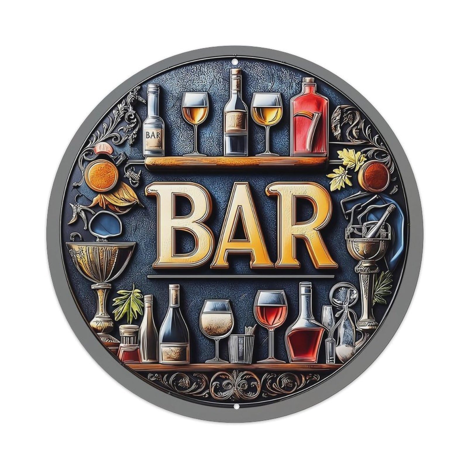 Jdyansheng Vintage Bar Themed Decorative Circular Design Tin Sign Metal Poster Metal Signs For Home Man Cave Bar Cafe Kitchen Laundry Room Wall Decorations 8X8 Inches