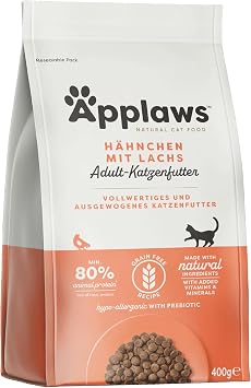 Applaws Katzentrockenfutter Adult, Huhn mit extra Lachs, getreidefrei und komplett 400g (1 Packung)