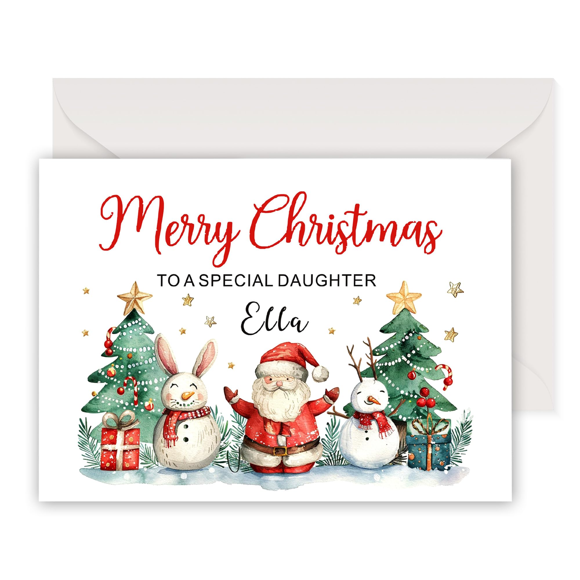 Personalised Christmas Cards 2025 Christmas Card Keepsake Cards Xmas Santa Gift for Granddaughter Kids Son Friends Boys Girls Daughter (Design 4)