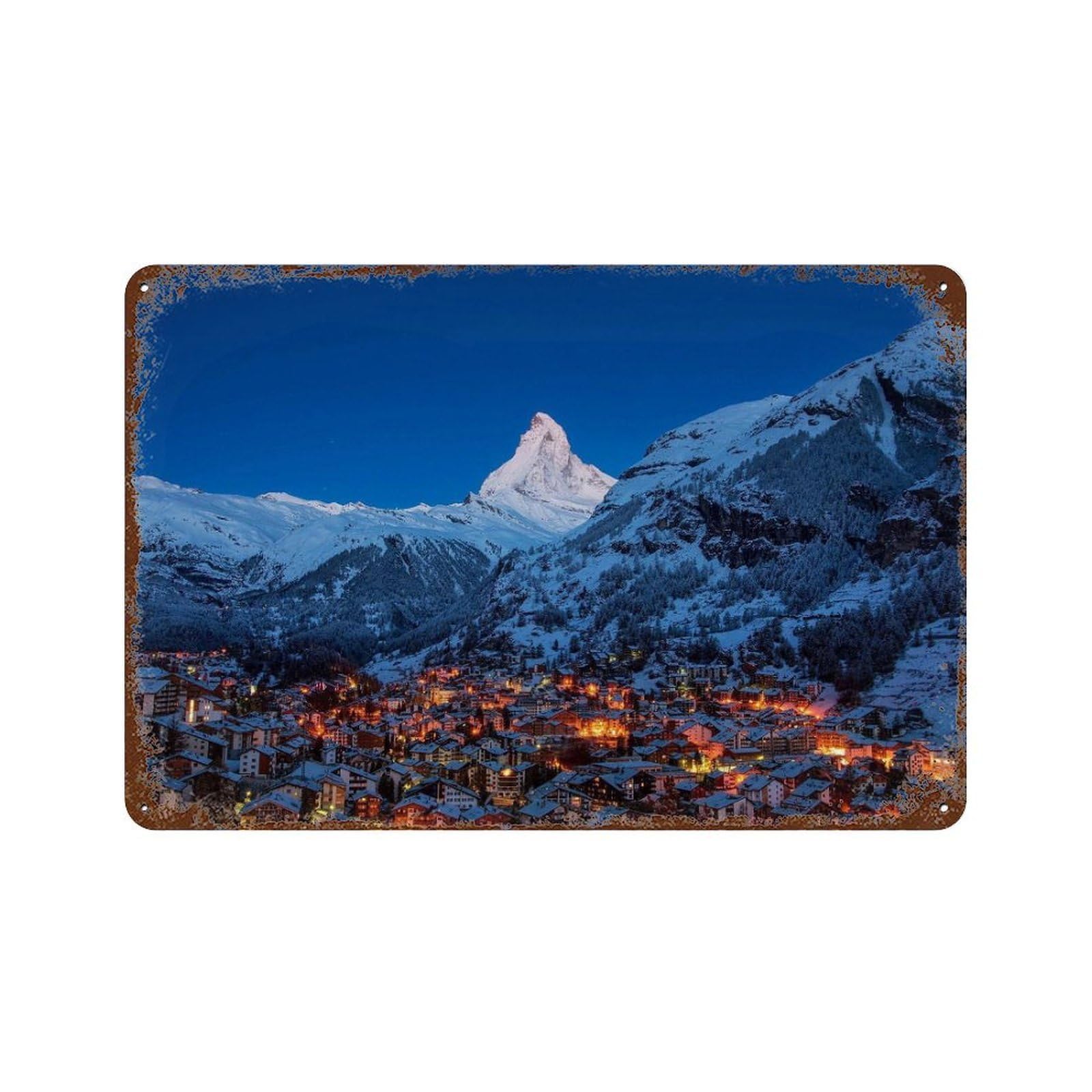 xiaoxiaoshen Real Photo Zermatt Decor Switzerland Wall Decor Art Metal Tin Poster Modern Home Decor Art Home Bar Shop Decorations Vintage Sign 20x30cm