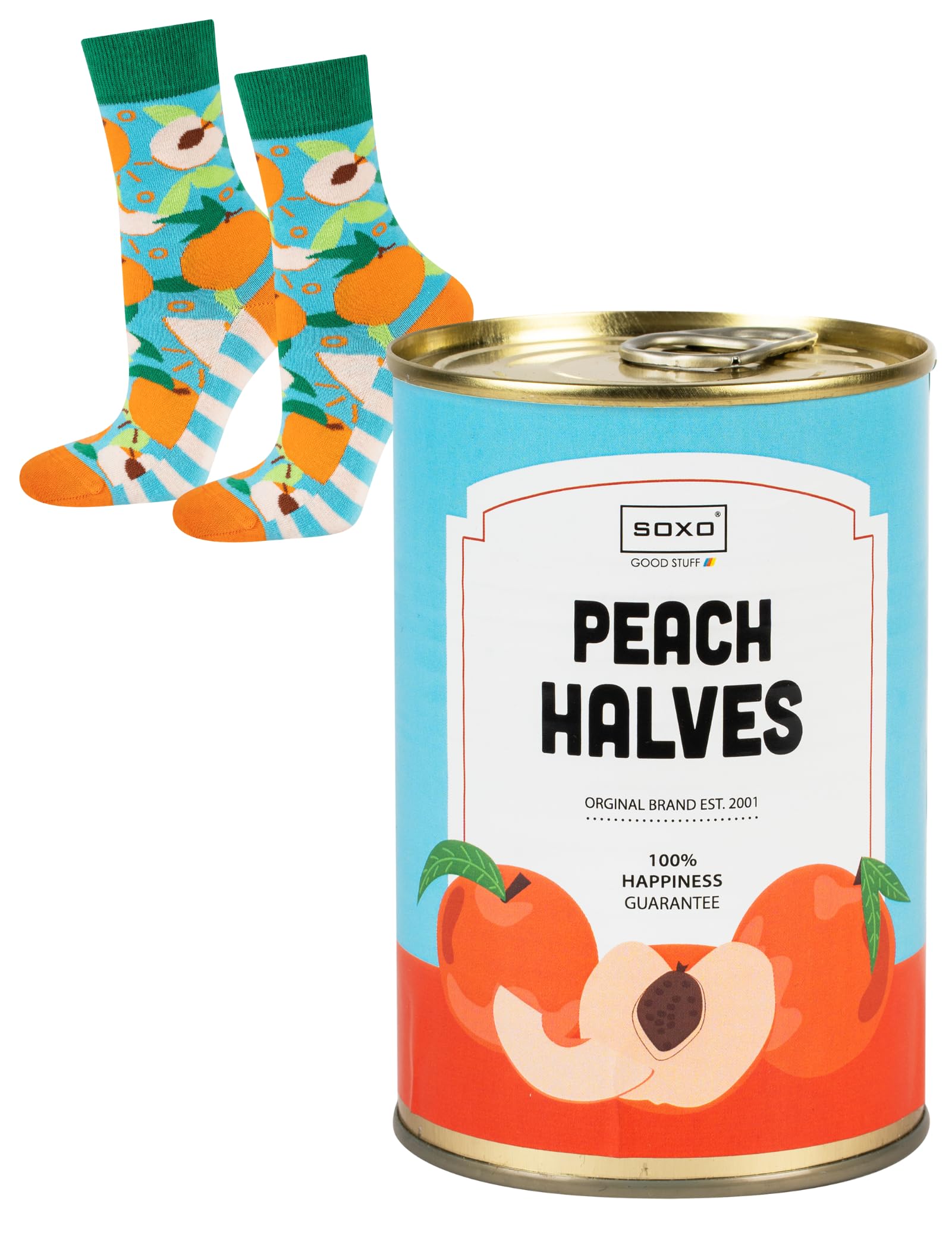 soxo Canned Socks Women Funny Ladies Gift Ideas Long Womens Cotton Sock Women's Funky Gifts 2.5-6.5 Peaches