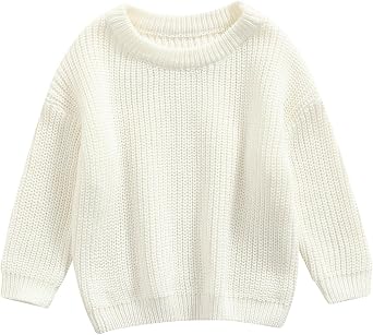 Karwuiio Toddler Baby Girl Boy Knit Sweater Round Neck Long Sleeve Pullover Sweatshirt Fall Winter Clothes