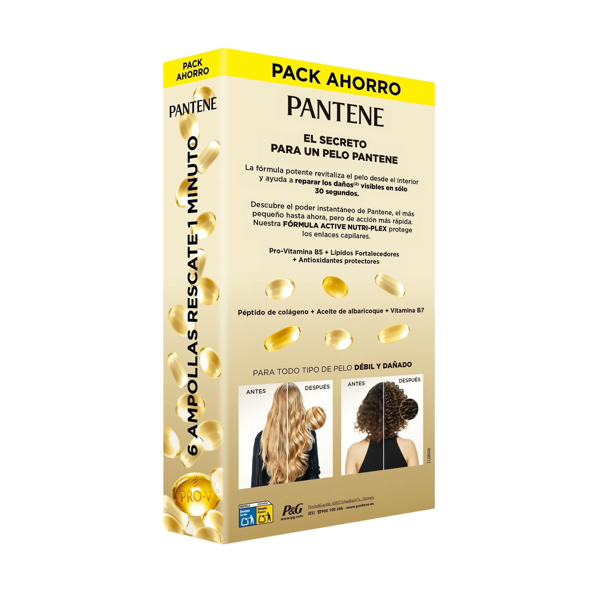Pantene Pro-V Repara Y Protege Ampollas Tratamiento Intensivo Reparadoras Del Pelo, Ayudan A Reparar El Daño Visible En 30 Segundos, 2 x 45 ml