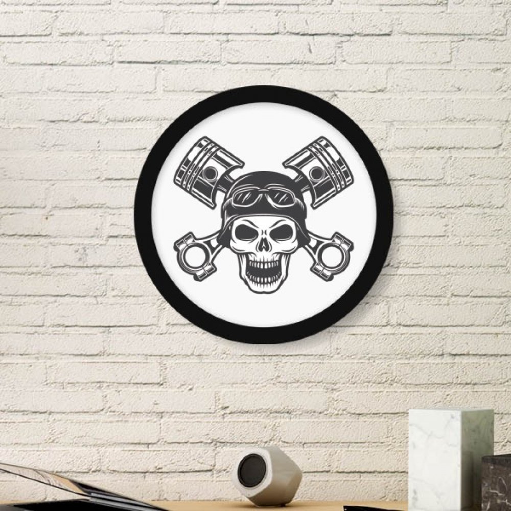 Cadre photo rond motif skeleton moto lumières art en bois noir DIYthinker petit format