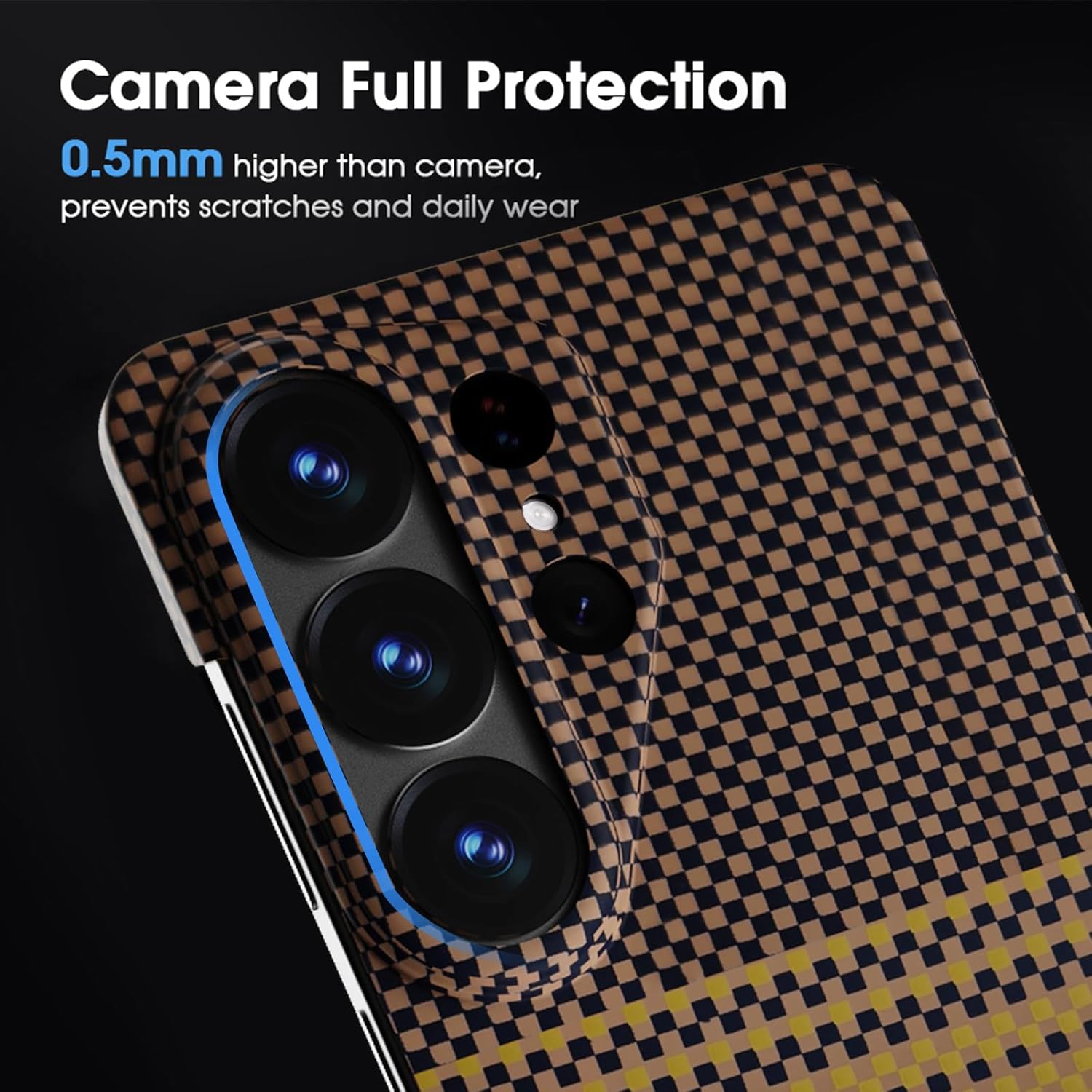 for Samsung Galaxy S26 Ultra Case, Compatible with MagSafe, Slim Thin with Caseless Touch Feeling, 1500D Aramid Fiber Woven, Military Grade Protective Cover, Gold