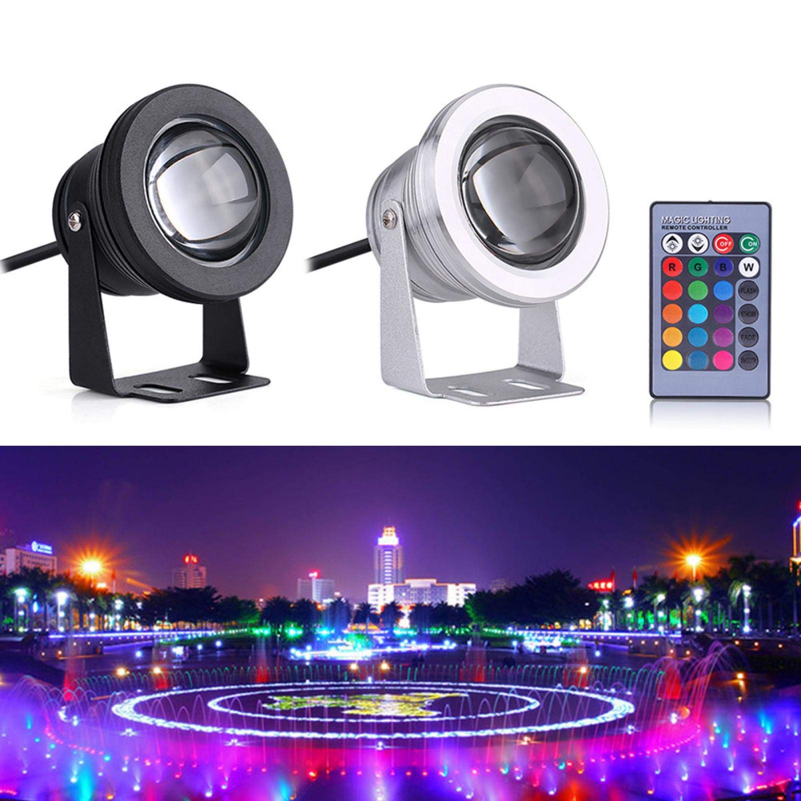 Ausla Luce Subacquea RGB 10W 12V IP65 Argento | RGB, impermeabile IP65, per piscine, yacht, stagni, fontane, guscio argento