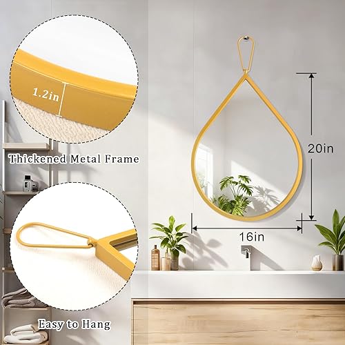 Miniatura 17 de Pequeños espejos de pared decorativos con forma de lágrima blanca, espejos de pared ovalados irregulares para sala de estar, baño, dormitorio, Blanco