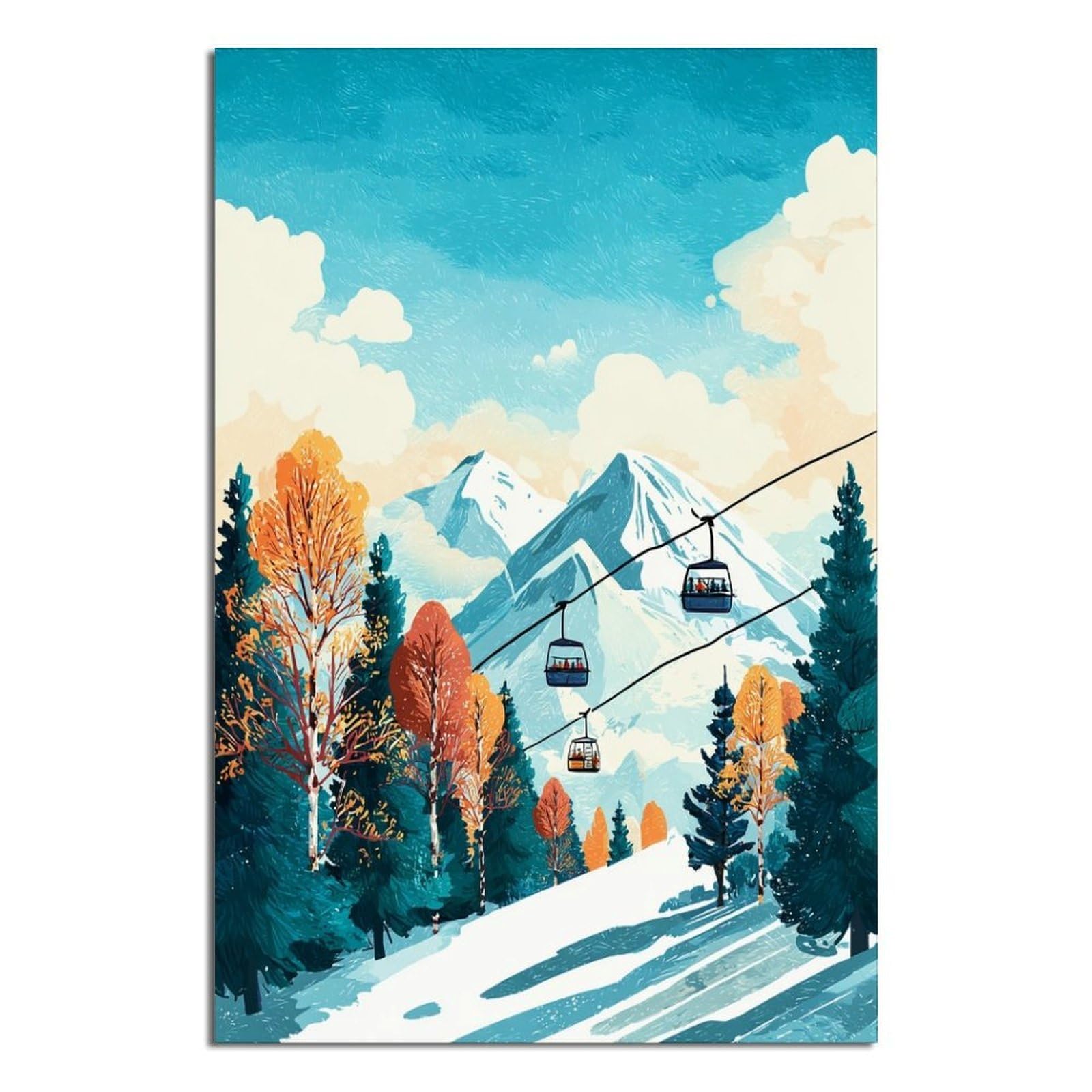 CFXNGA Niseko Ski Poster 20x30inch(50x75cm) Vintage Watercolor Canvas Art