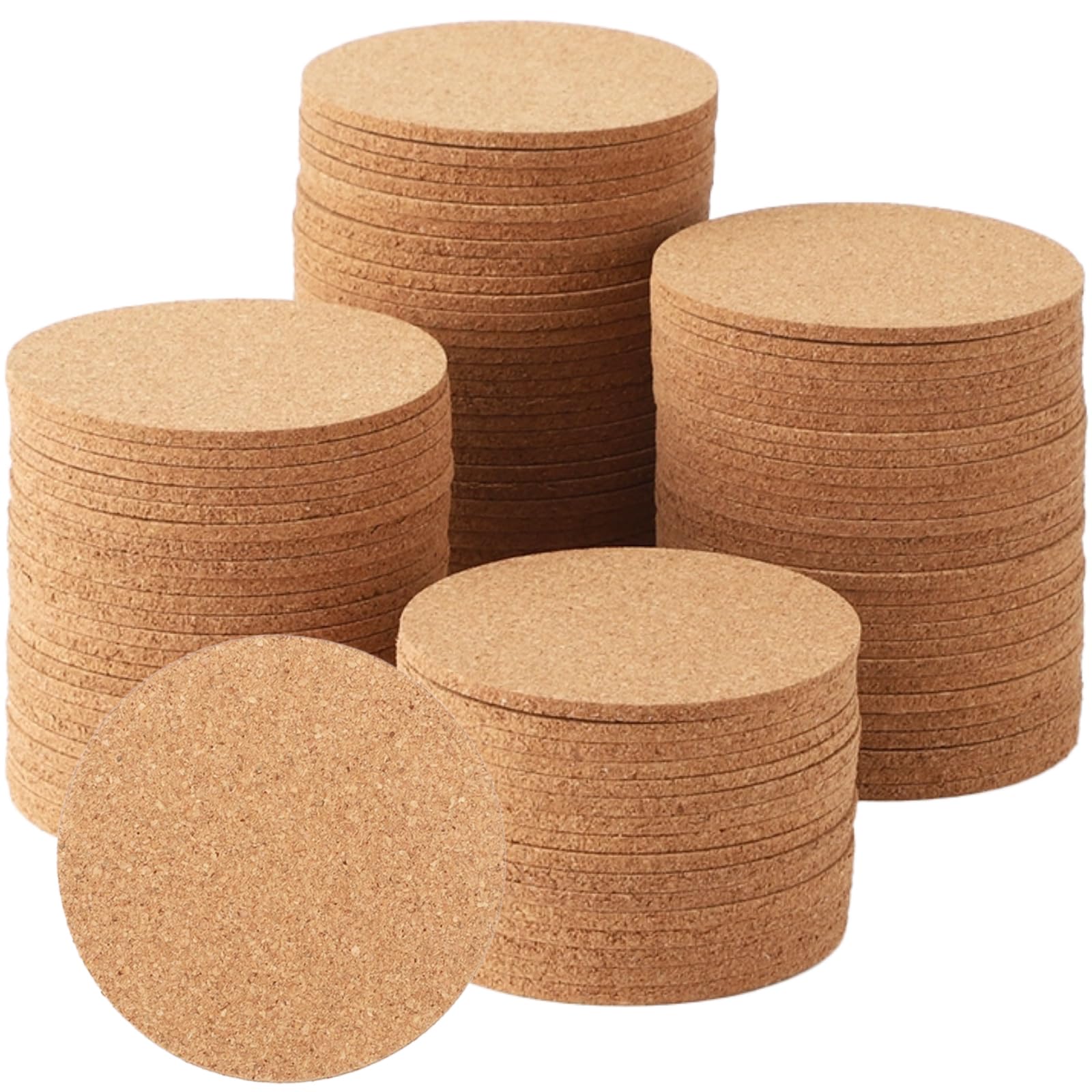 Lot de 100 dessous de verre ronds en liège naturel de 8,9 cm, dessous de verre vierges en vrac pour boissons, résistants à la chaleur et antidérapants pour loisirs créatifs