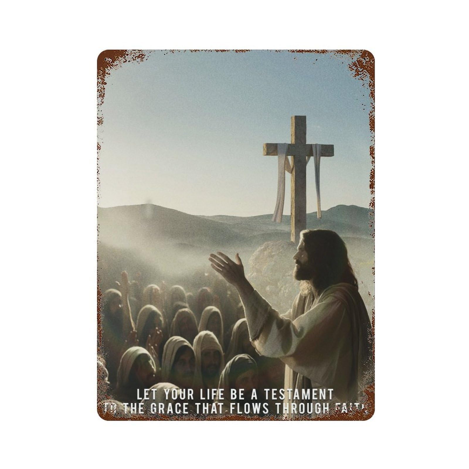 Quotes Jesuschrist 6 15.7"x11.8" Rustic Tin Plaque, Industrial Home Decor for Farmhouse, Kitchen And Entryway Decor
