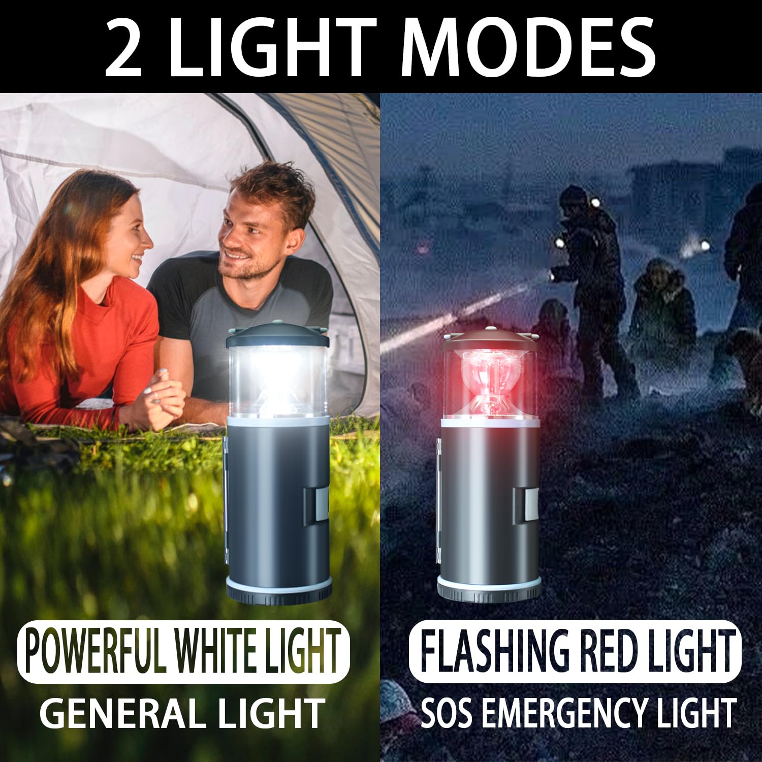 Linterna LED de camping con kit de herramientas integrado, luz de emergencia portátil