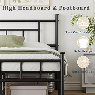 Viisari Full Size Platform Bed Frame with Headboard & Footboard 14 Inch High with Spacious Under Bed Storage No Box Spring Needed Sturdy Steel Slat Noise Free Metal Platform Bed Frame Foundation