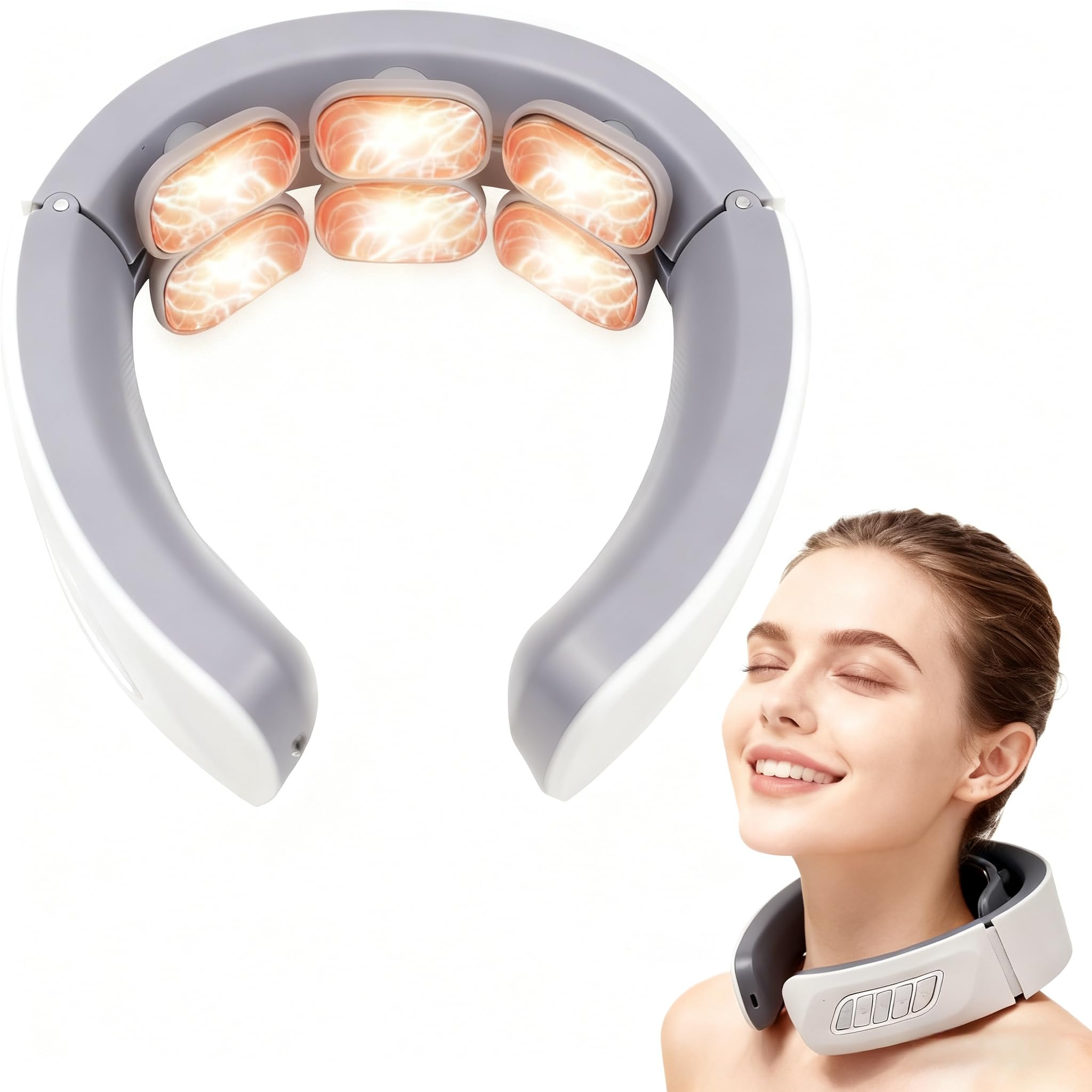 Aohcae Neurotex Nackenmassagegerät, Nurotex 11-In-1 Nackenlösung mit 6 Elektrotherapie-Köpfen, 6 Modi 9 Intensitätsstufen Tragbares Elektrisches Nackenmassagegerät für Zuhause Büro Reise