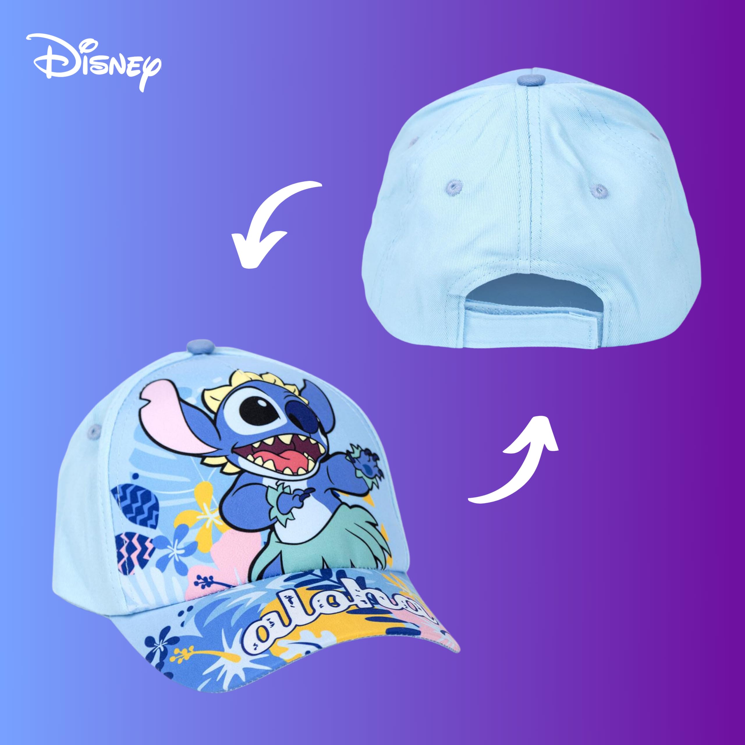 Disney Stitch okulary przeciwsłoneczne i kapelusz dla dziewcząt, ochrona przed promieniowaniem UV, ramka z tworzywa sztucznego, pół, do noszenia na co dzień, dla dziewcząt
