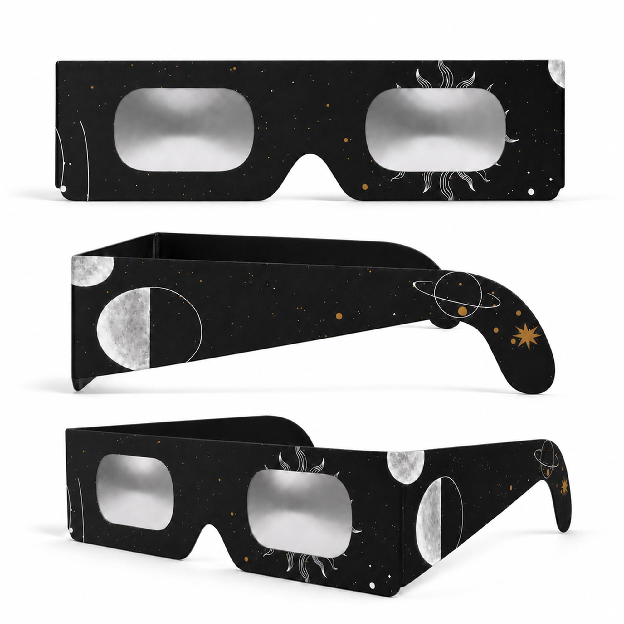SAFE ECLIPSE Confezione 2/6/12/50 Occhiali per eclissi solare montatura 45 mm adatti sopra occhiali da vista testati EN ISO 12312-2:2015 marcatura CE per osservazione solare sicura – Astro