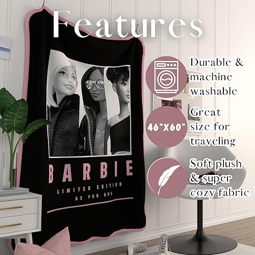 Miniatura 3 de Franco Collectibles Barbie Movie Bedding - Manta súper suave de micro raschel, Barbiecore, 46 x 60 pulgadas, (producto oficial)