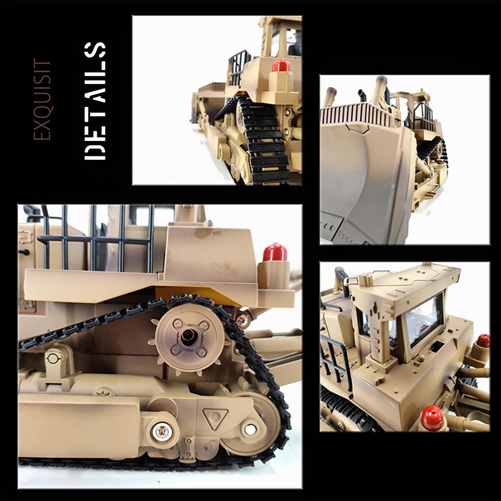 Dilwe 1/16 RC Dozer, Ferngesteuerter 2,4-GHz-Bulldozer mit Anhebbarem Schild und Aufreißer, für Baumodell und Ausstellung
