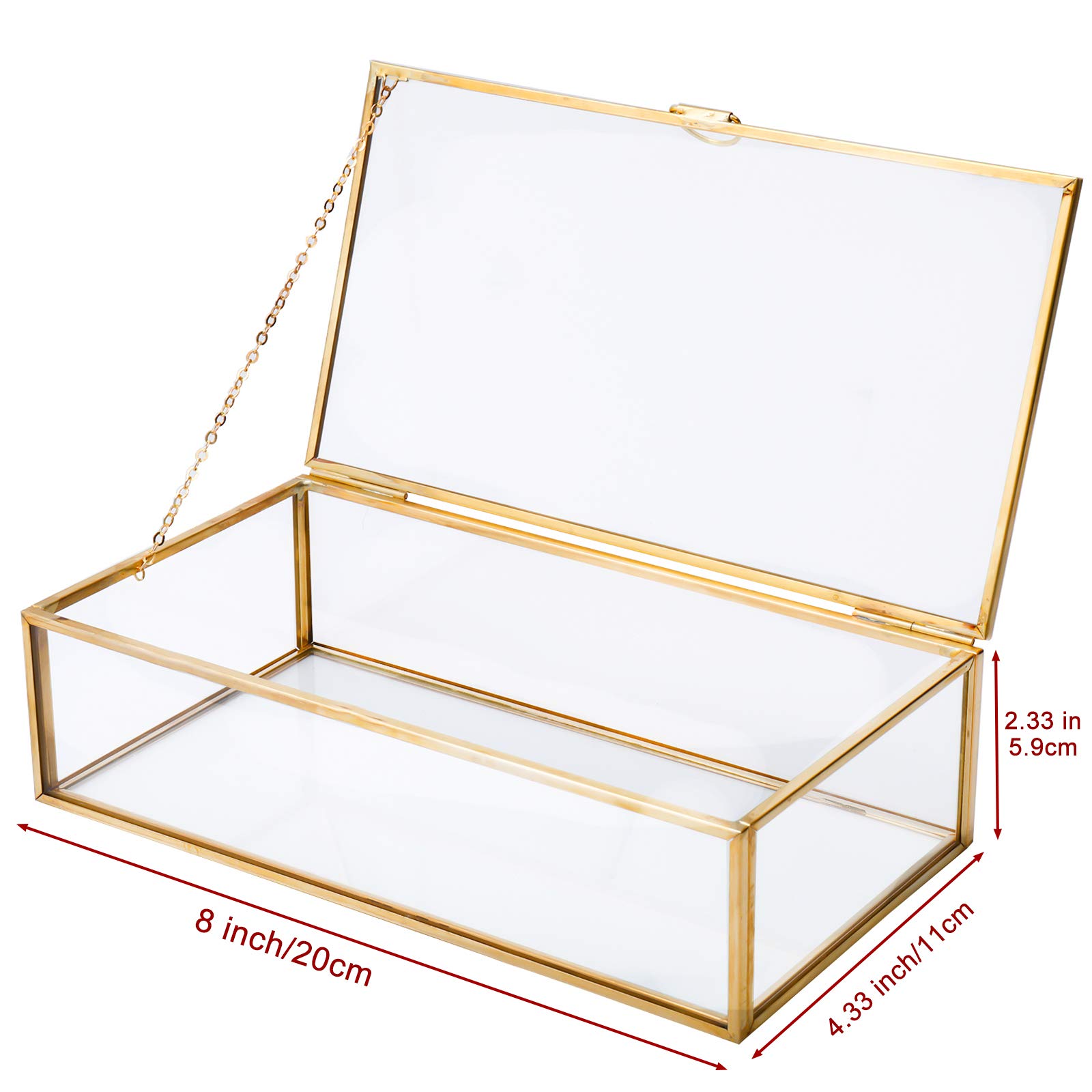 Grande Boîte à Bijoux Transparent Vintage Dorée - Organisateur Rectangle 27,5 X 18,5 X 10 Cm Pour Bijoux Et Souvenirs