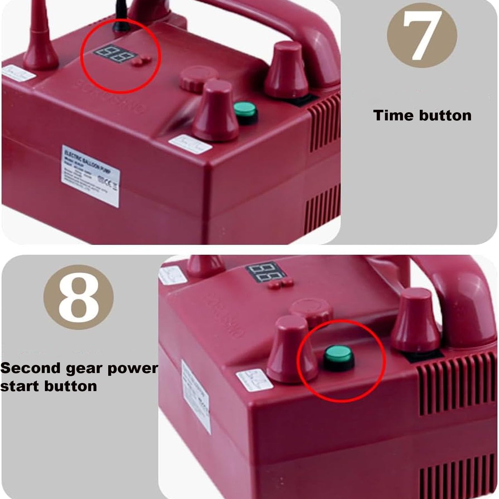 Bomba Eléctrica Para Globos, Inflador De Doble Boquilla 800W Con Velocidad Y Temporizador Ajustables, Inflador Automático Para Globos De Látex Redondos De 5 Pulgadas, Decoración De Boda Cumpleaños