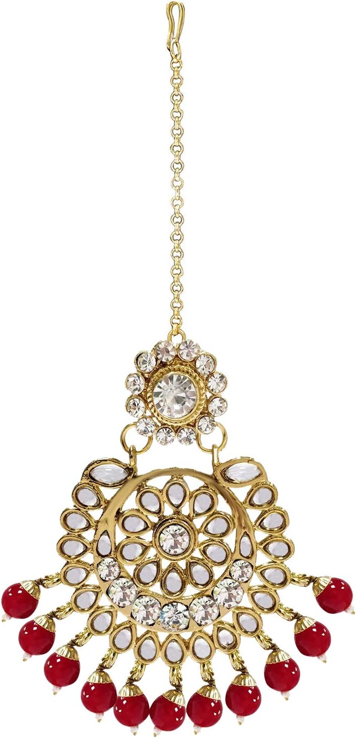 Aheli Elegant Wedding Party Wear Faux Kundan Studded Short Necklace Earrings with Maang Tikka Set Indian Ethnic Bollywood Fashion Jewelry Gift for Women - Image 7