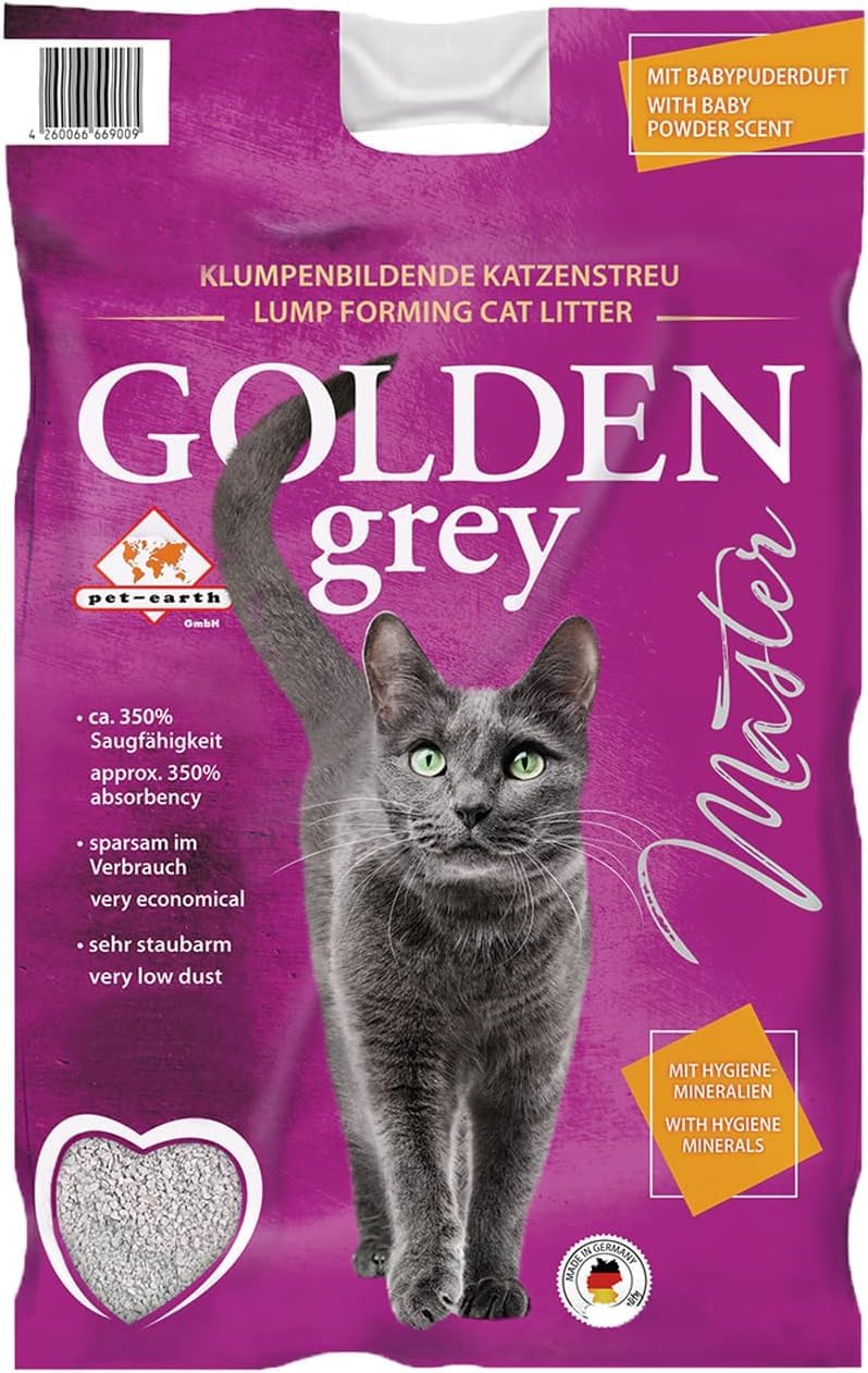 Pet Earth Golden Grey Master 2x14kg Bebé Puderduft + Silikat Littera